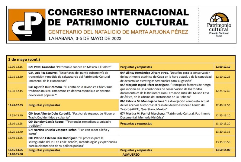 Congreso Int Patrimonio Programa 3 de mayo 1