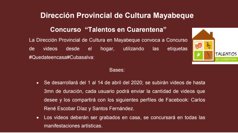 La Dirección Provincial de Cultura en Mayabeque convoca a Concurso 